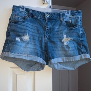Mid Rise Denim Shorts